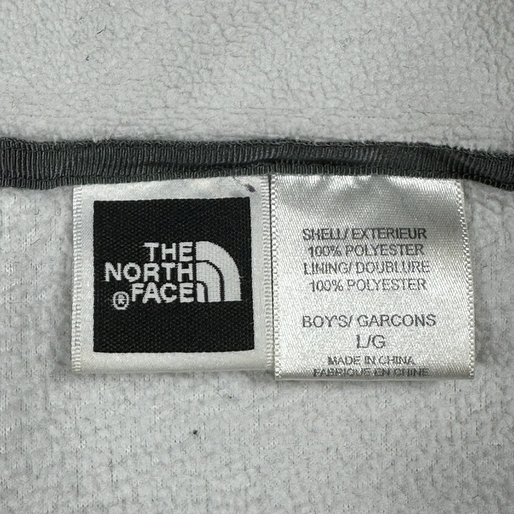The North Face Sweater YOUTH BOYS Size L Blue Fleece Full Zip Pockets Embroidere